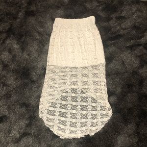 White Lace Mini Skirt with Sheer Overlay